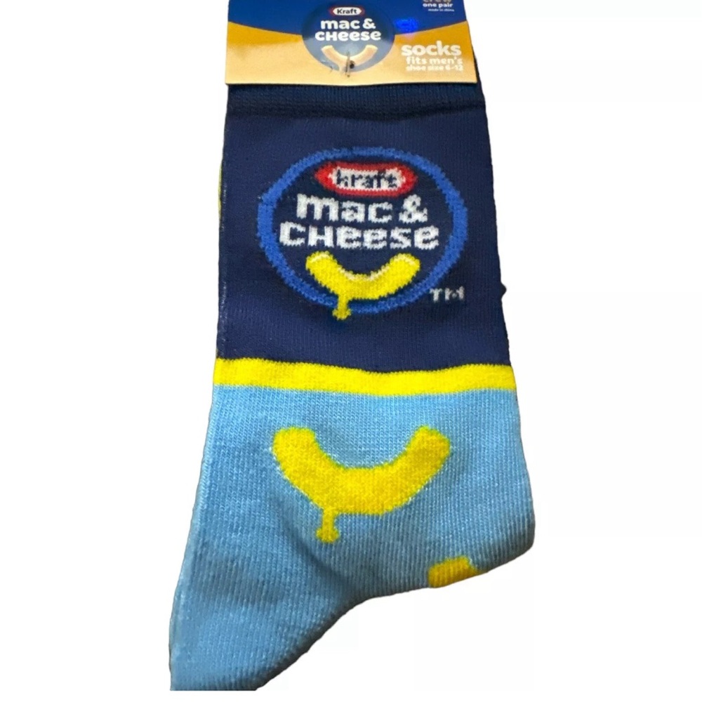 Crazy Socks Men Mac & Cheese Crew Sock Novelty Funny Food Multicolor Size 6-12